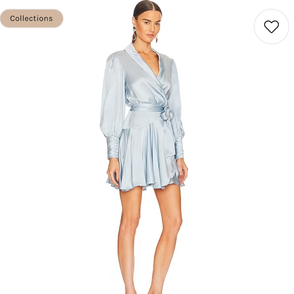 Zimmermann Silk Wrap Mini Dress in Ice Blue
Size 4 US 12